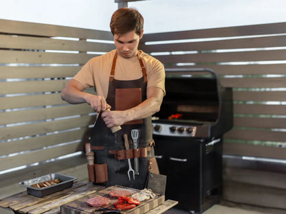 Hedonist – Crazy Horse Leather BBQ Apron, Brown