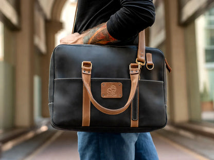 Intense – Leather Business Laptop Bag, Black