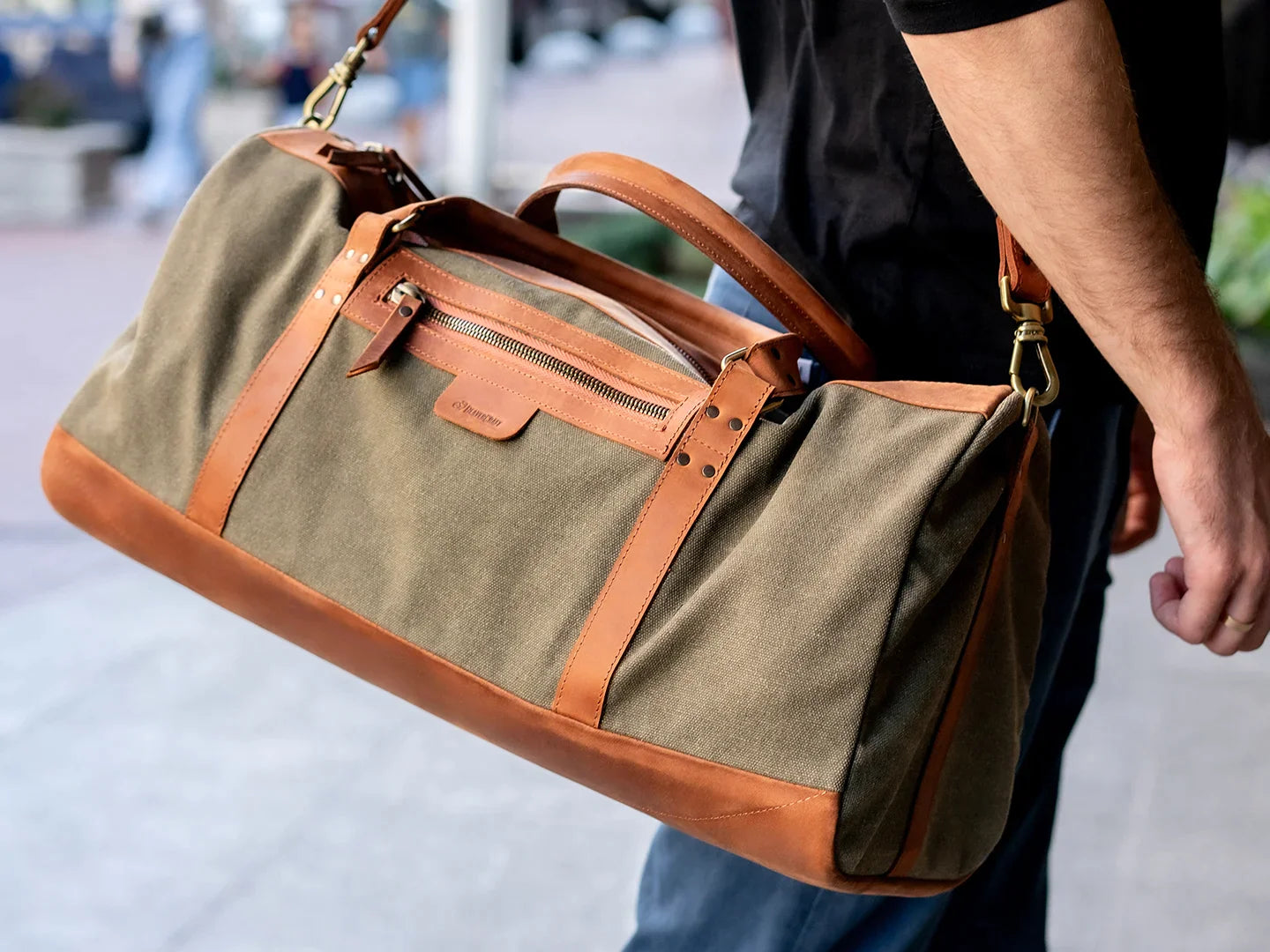 Leather and canvas luggage sale