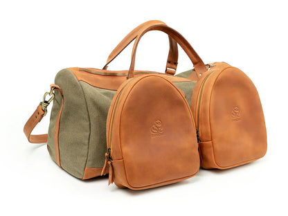 Canvas and Leather Travel Luggage Duffel Bag