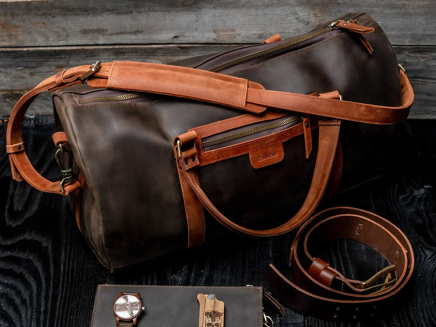 Journey – Leather Travel Luggage Duffel Bag, Chocolate
