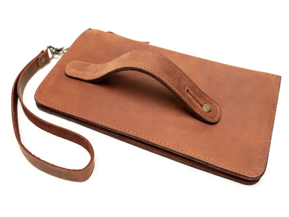 Leather Clutch Wristlet Hand Bag