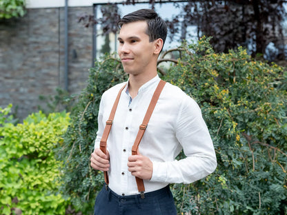 Classic leather braces for man