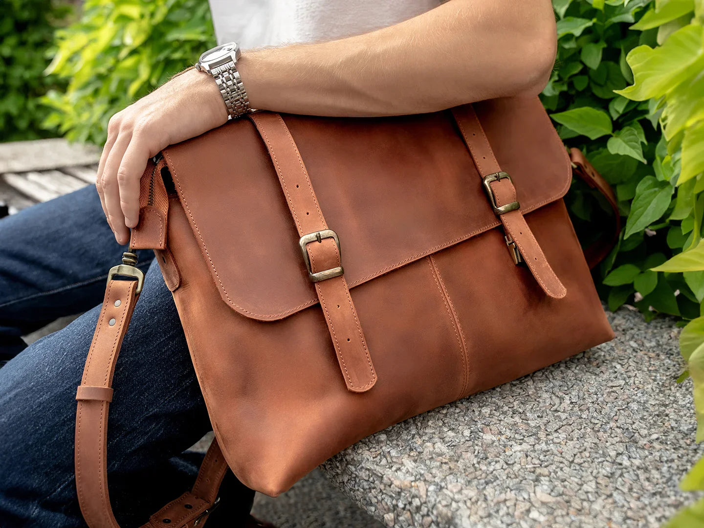 Ardor – Leather Satchel Bag for Men, Brown